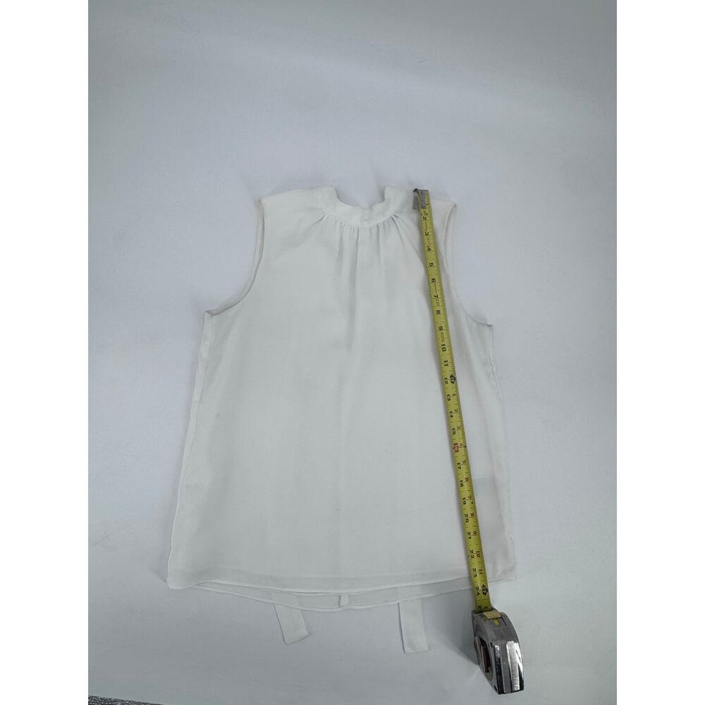 H&M White Sleeveless Blouse Tie Neck Mock Neck Minimalist Coquette Chic Size 4 - Picture 8 of 8